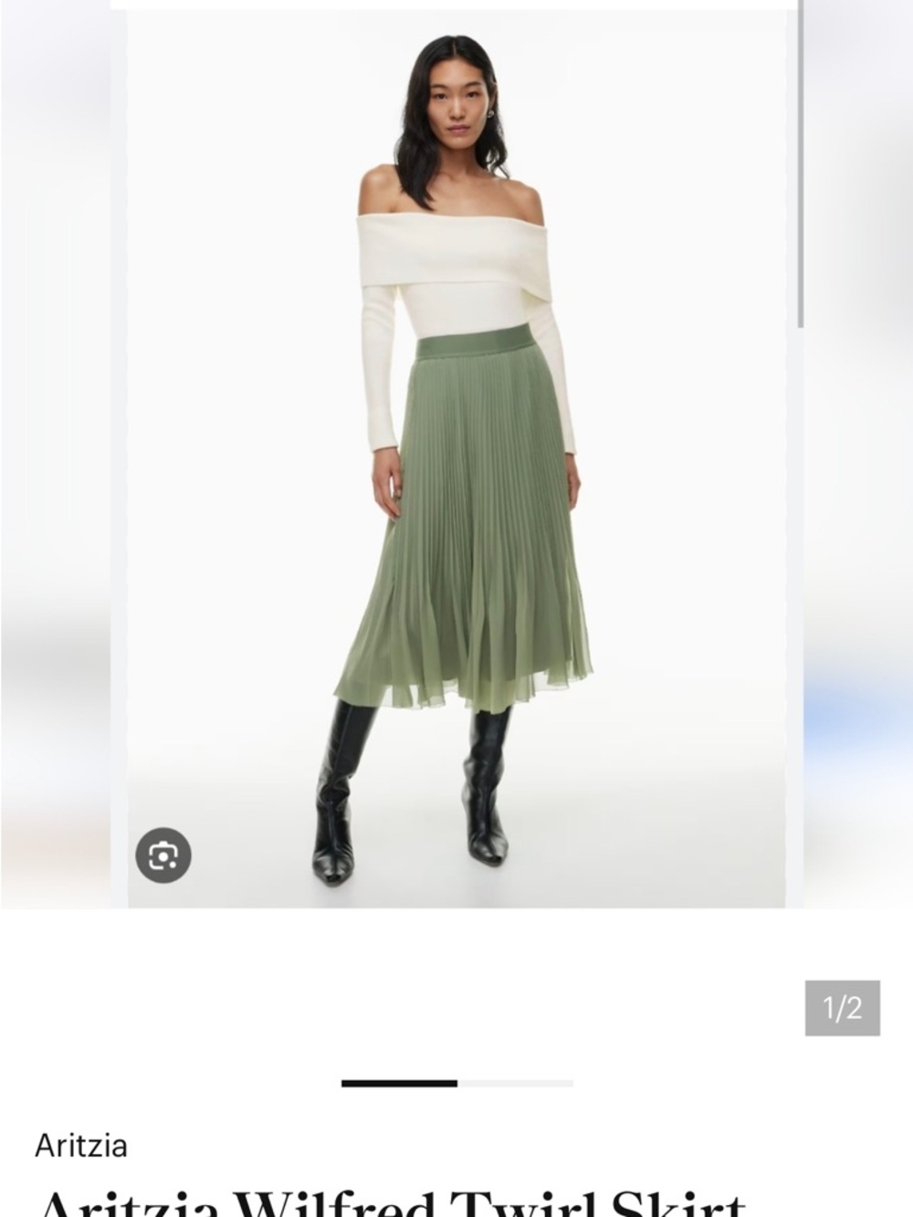 Aritzia Pleated Midi Skirt